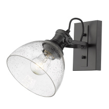 Golden 3118-BA1 BLK-SD - Yep by Golden Lighting Hines 1-light Vanity in Matte Black and Seeded Glass